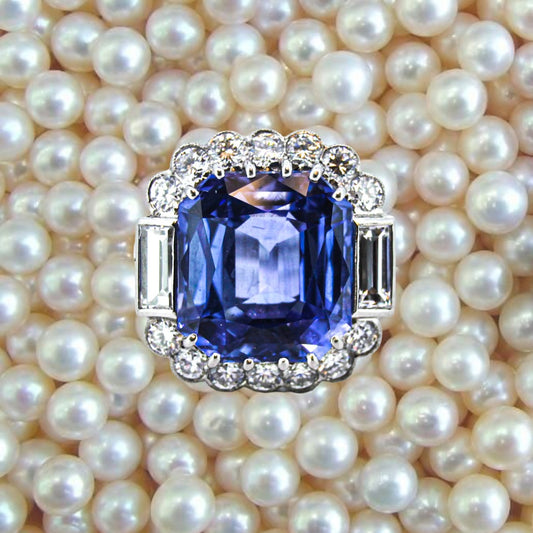 Handcrafted Rare Cornflower Blue Cushion Cut Sapphire and Diamond Ring